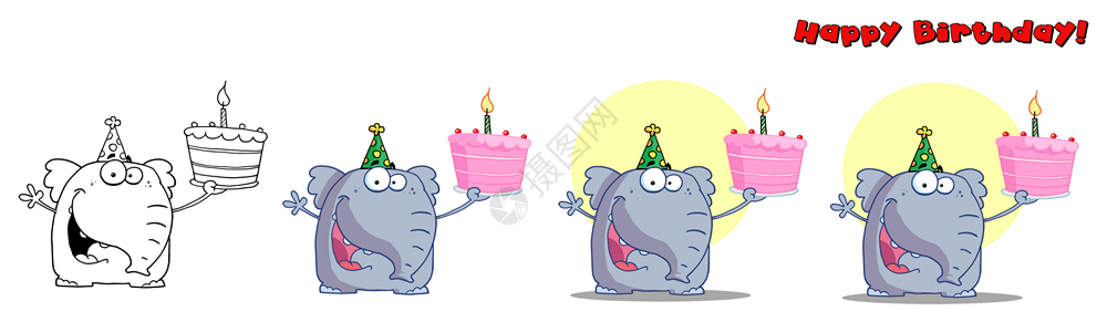 可爱的大象过生日图片