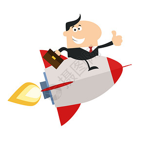 撕裂人管理者在火箭上飞行并伸出缩略图flat风格插画