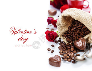 情人节卡片用于情人节和的巧克力和咖啡易于移动的样本文图片