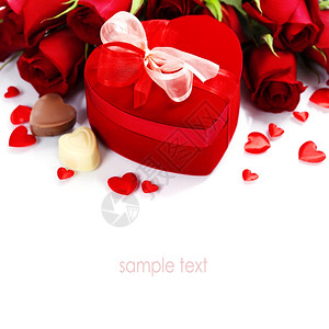 以玫瑰和礼物盒的情人节组成白对易移动样本文图片