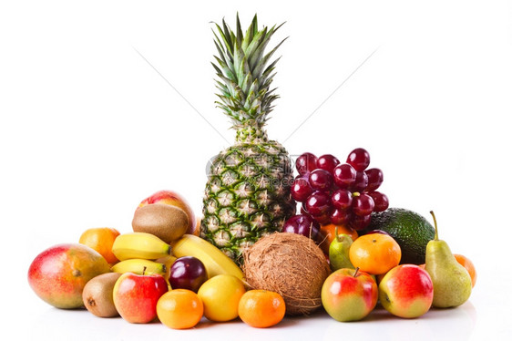 白色背景的新鲜水果不同种类的新鲜水果图片