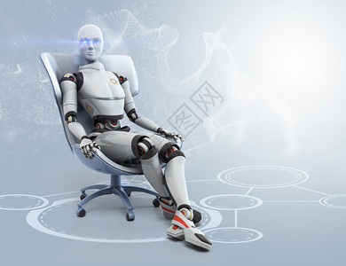 机器人坐在椅子上图片