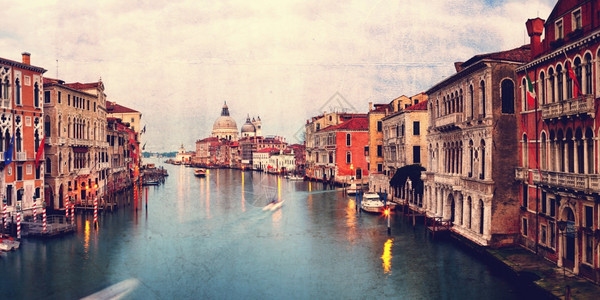 意大利威尼斯日落时大运河的回流风格形象图片