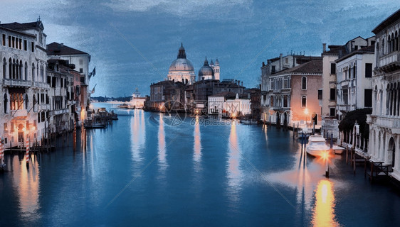 意大利威尼斯运河油画风格图图片