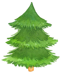 水彩手画圣诞树纸质图片