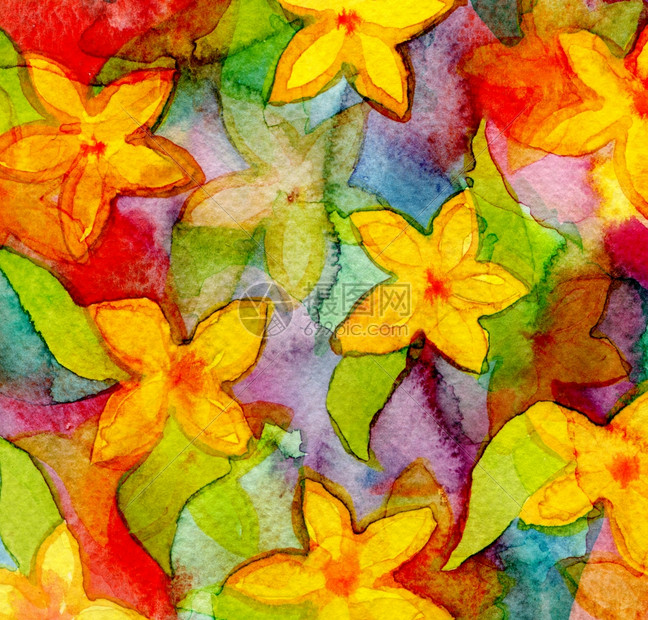水彩手画背景花纹纸张理