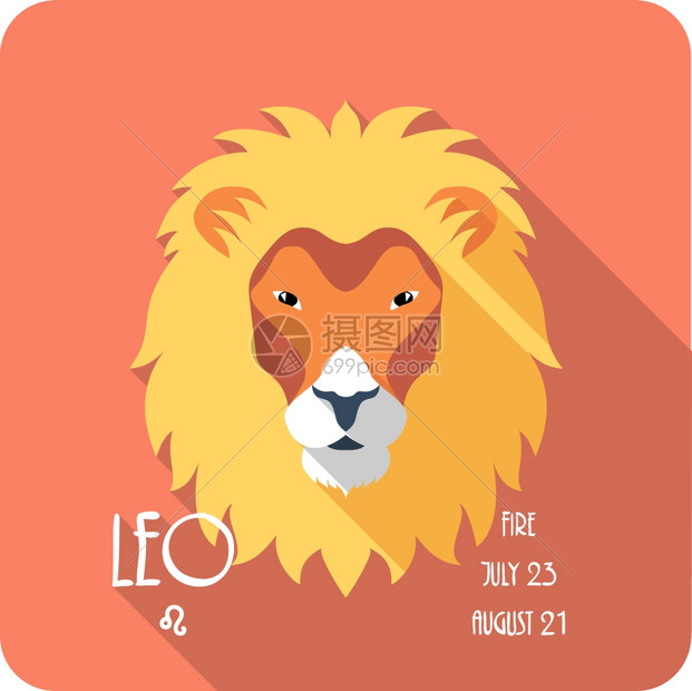矢量Zodiac符号Leo图标平板设计图片