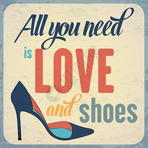 你只需要爱和鞋子引言的书写背景矢量格式图片