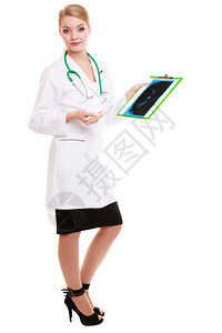 身穿实验室大衣的女医生放射科身穿实验室大衣身着X射线与世隔绝图片