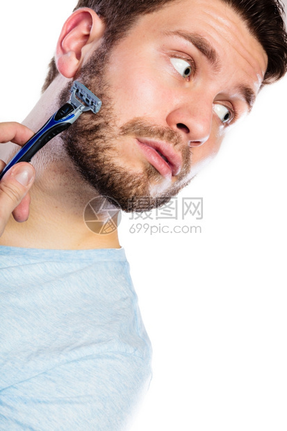 健康美貌和皮肤护理概念男脸部的缝合年轻男子的胡图片