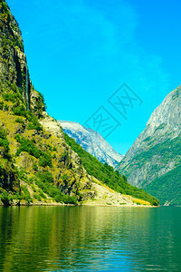 挪威斯堪的纳维亚山区和fjordSognefjord挪威斯堪的纳维亚图片