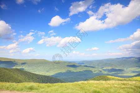 自然和环境油田山丘夏季区景观旅行和游图片