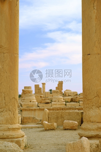 古代Palmyra的柱子上图片