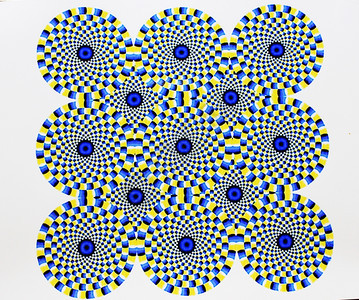 数字抽象图像蓝色红黄绿和紫爆炸产生一种运动的光学幻觉图片