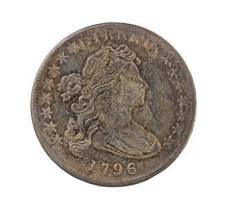 美利坚合众国的硬币颜色很少在白背景上被孤立背景图片