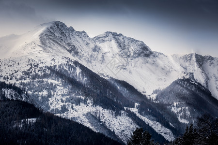 有雪覆盖的阿尔卑斯山脉景观图片