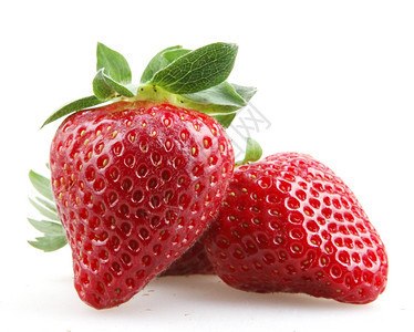 白色背景中孤立的叶草莓图片