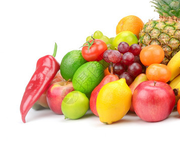 白种背景下孤立的水果和蔬菜图片
