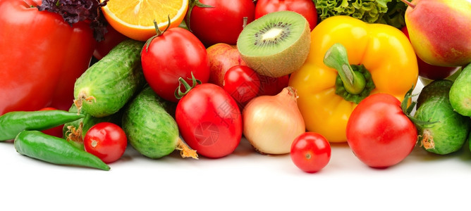 蔬菜和水果白种水果蔬菜和背景