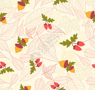 无缝秋叶和橡树背景图片