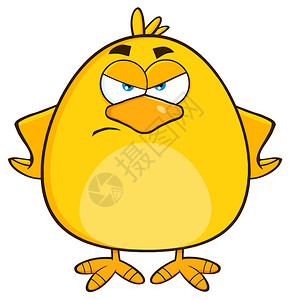 剪纸 鸟愤怒黄鸡卡通字符插画