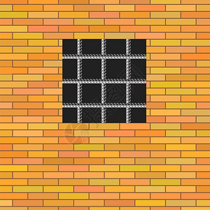 砖墙面插画-砖墙面卡通-砖墙木框架插图-摄图网