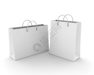 白纸上空购物袋用于广告和品牌图片