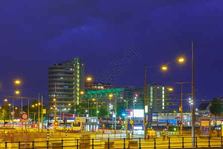 荷兰的阿姆斯特丹城市夜景图片