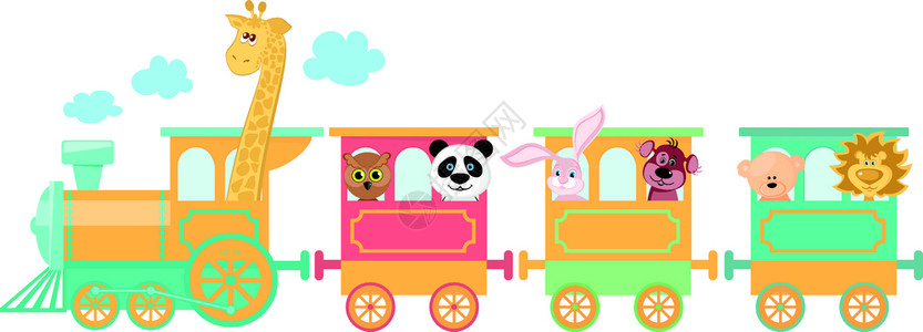 火车上可爱的动物背景图片