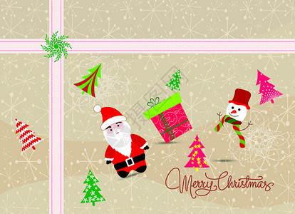 圣诞快乐卡片雪人和礼物图片