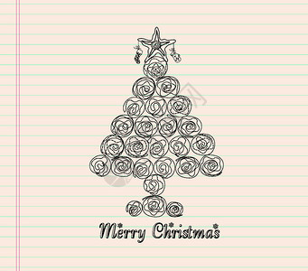 圣诞快乐手画树图片