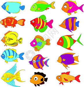 卡通可爱热带鱼类元素背景图片