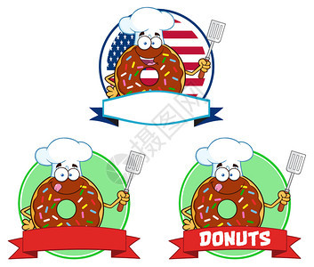 Donut卡通字符圆标签图片