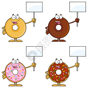 四个可爱的甜圈刻画字符14集合图片