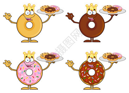 四个可爱的甜圈刻画字符10收藏集图片