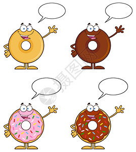 四个可爱的甜圈卡通字符16集合图片
