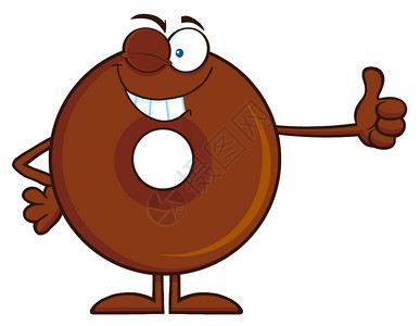 摇巧克力甜圈卡通字符举缩图图片
