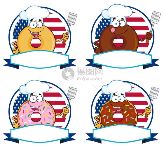 DonutCartoon字符圆标签6集合图片