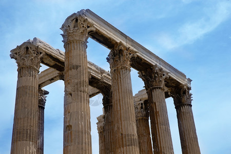 希腊雅典奥林匹安宙斯寺和卫城庙图片