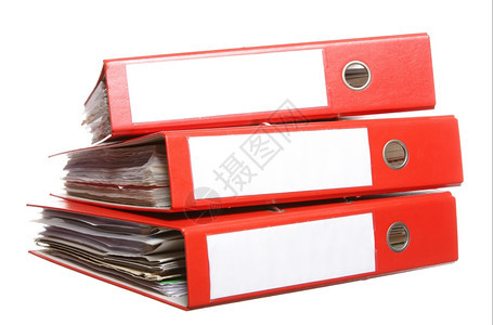 红色文件夹在白色背景上孤立的归档图片