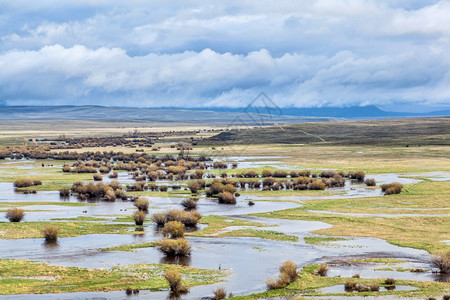 伊利诺斯州河流域通过阿拉帕霍野生动物保护区科罗拉多州瓦尔登附近的北公园泉水林洪泛滥的草原图片