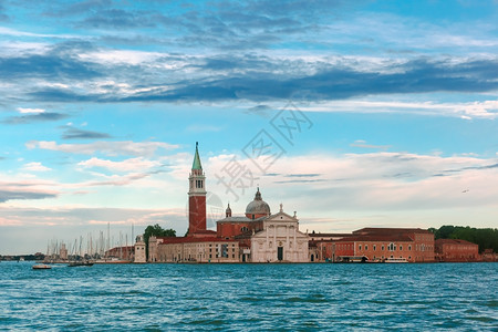 威尼斯人意大利威尼斯环礁湖圣乔治马吉奥教堂晚间背景