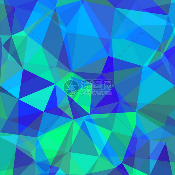 蓝色绿多边形背景抽象几何模式多边背景图片