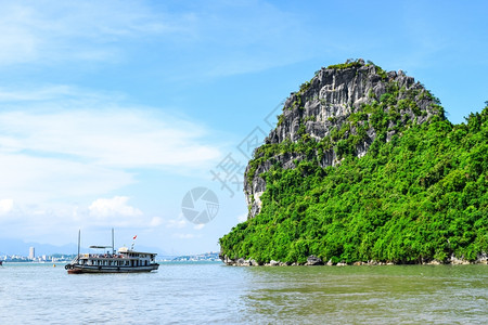 龙沐湾越南哈隆湾的Limestone岩石背景