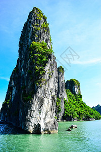 龙沐湾越南哈隆湾的Limestone岩石背景