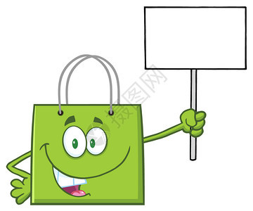 微笑绿色购物袋图片