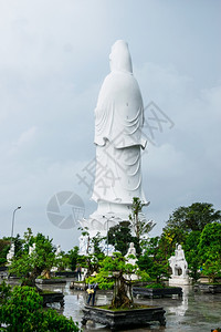 在越南大的LinhUngPagoda的Buddha慈悲女神QuanAm雕像图片