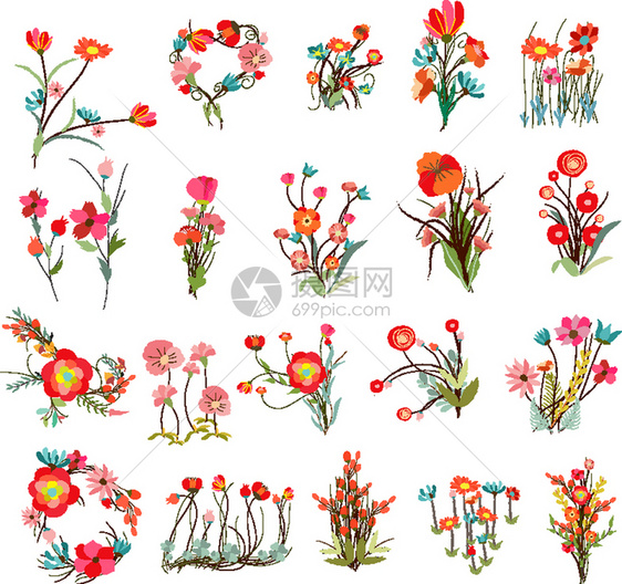 卡通可爱植物花卉矢量元素图片