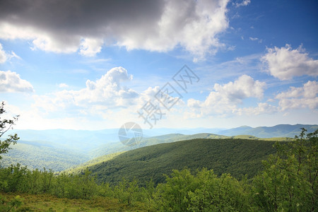 山中美丽的夏日风景蓝天空云布兹扎迪波兰图片