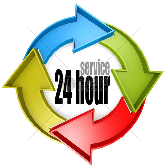 服务24小时彩色循环符号图像配有hires提供的艺术作品可用于任何图形设计圆图表配有4箭头图片